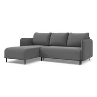 ECKSOFA mit Schlaffunktion Samt Stoff Grau - Schwarz/Grau, Holz/Textil (162/236cm) - Makamii