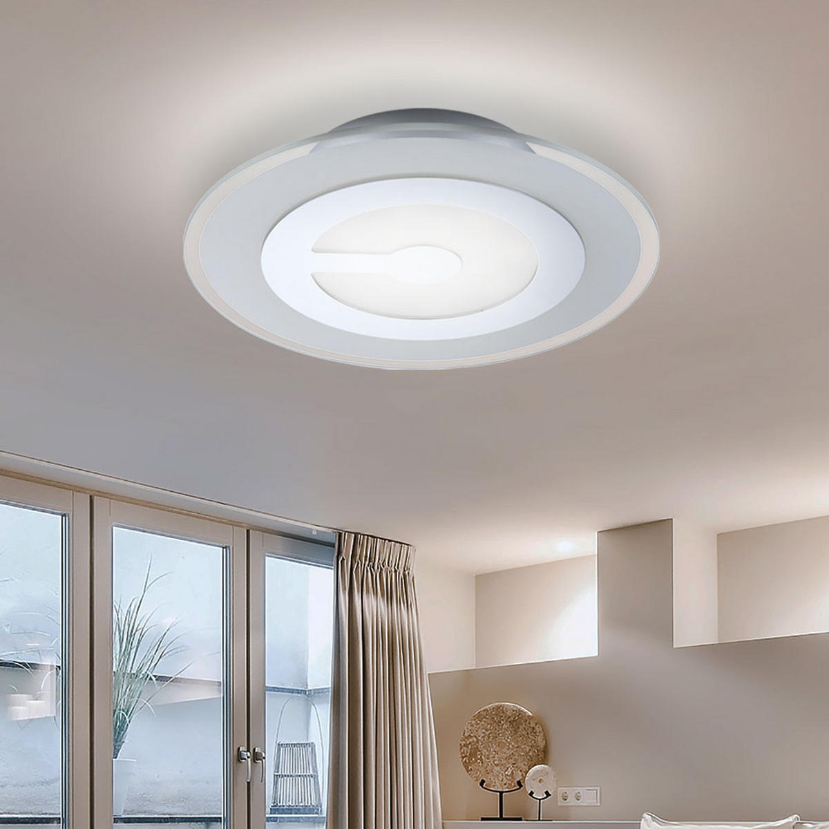 LED DECKENLEUCHTE Chrom Glas satiniert - Silberfarben, Glas (30/30/6.2cm) - Globo Lighting