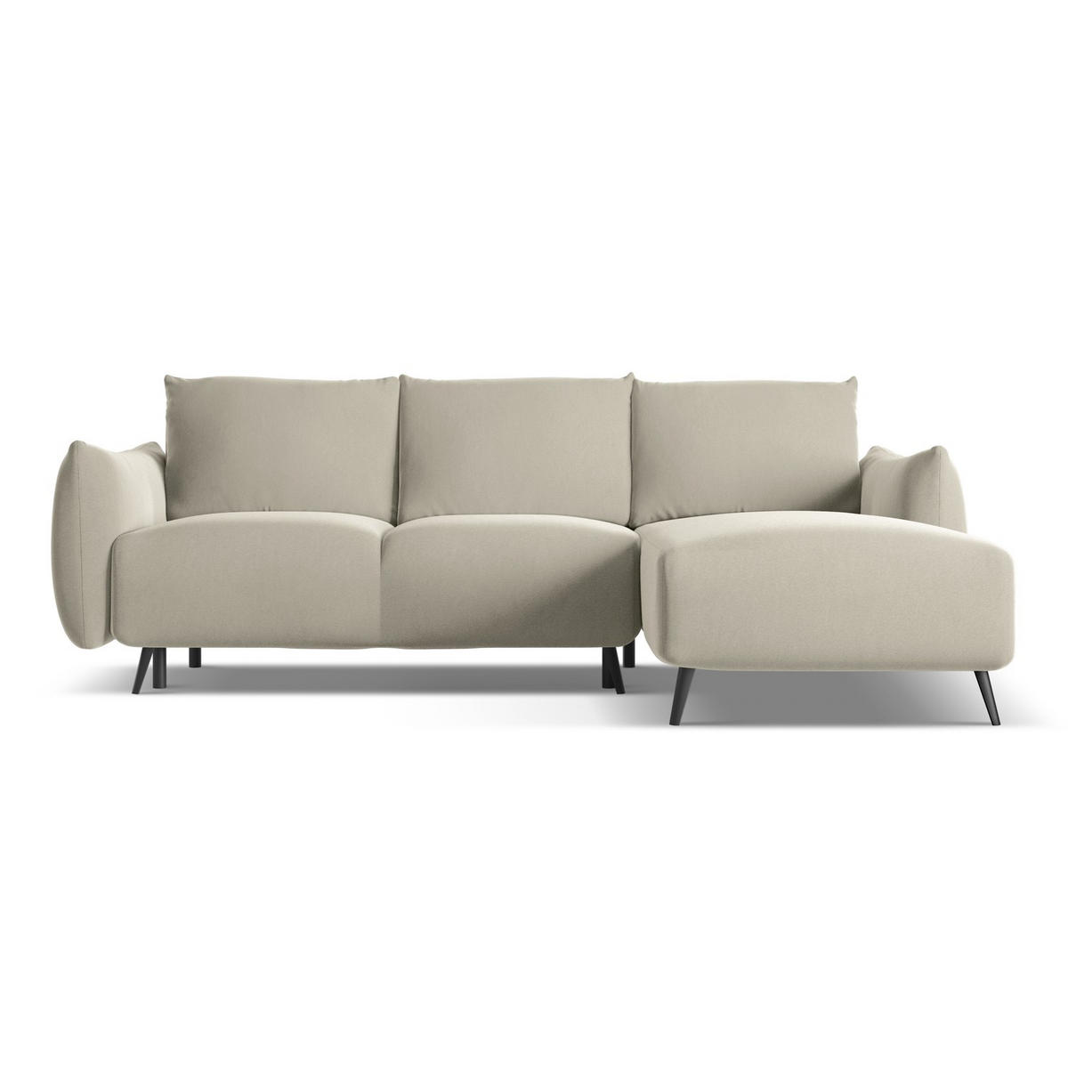 ECKSOFA mit Schlaffunktion Samt Stoff Creme - Perlmutt/Creme, Textil/Metall (242/162cm) - LaMiaSofa
