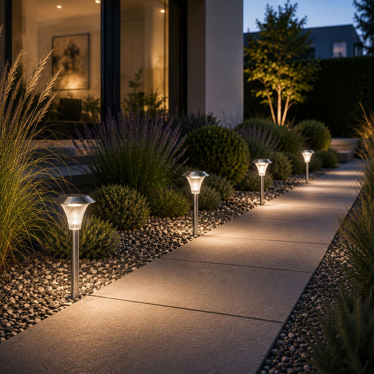 STECKERLEUCHTE LED, Edelstahl, Silber, Solar, Sensor - Silberfarben, Metall (13/13/38cm)
