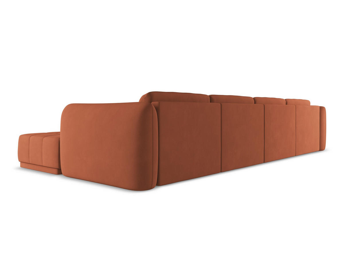 WOHNLANDSCHAFT Chenille Stoff Orange - Terra cotta/Schwarz, Kunststoff/Textil (370/74/170cm) - Makamii