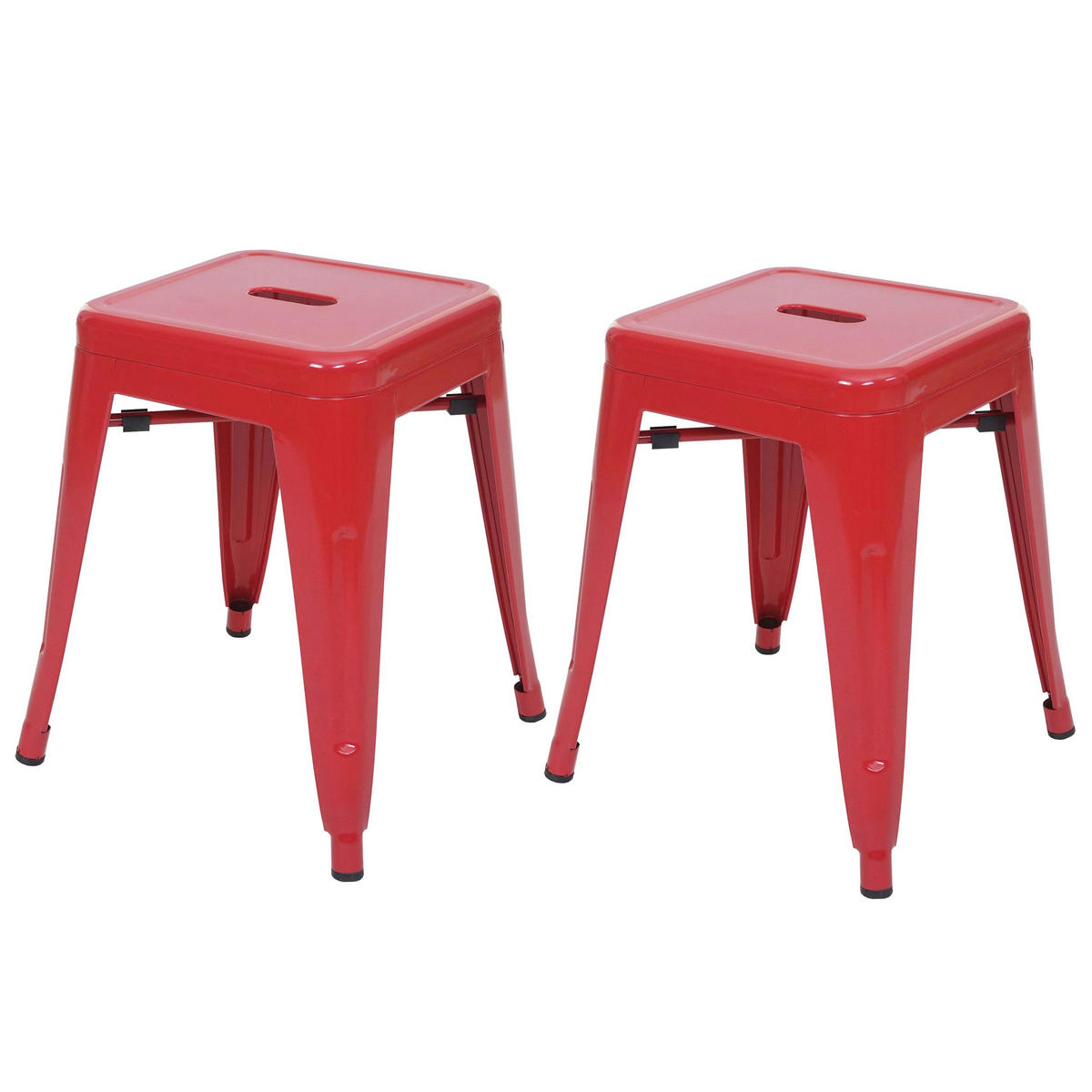 HOCKER Rot 2er-Set - Rot, Metall (39/46/39cm) - MCW