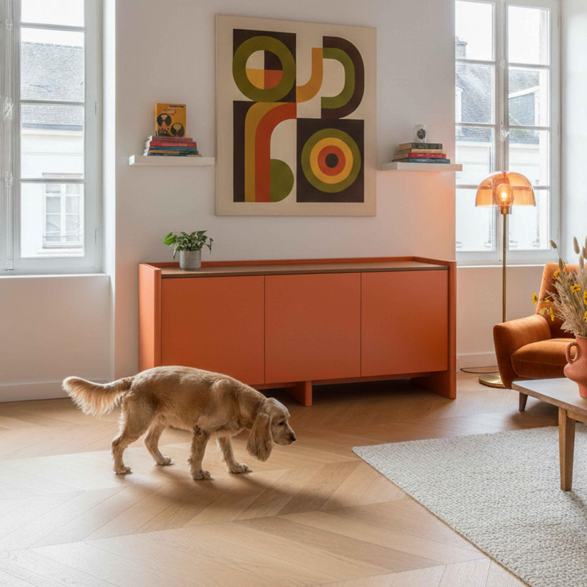 SIDEBOARD 140 cm, Ziegelrot - Rot/Orange, Holz (40/75/140cm) - Oviala