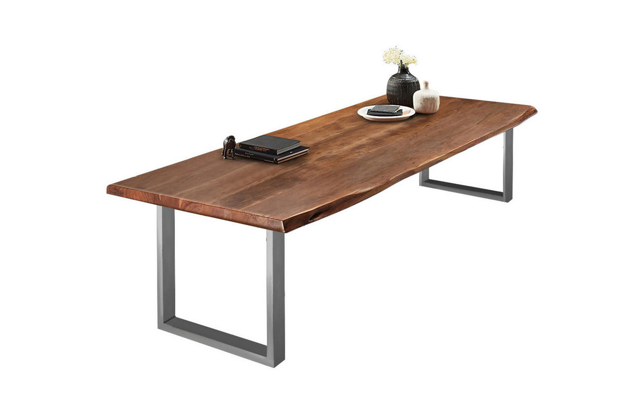 ESSTISCH VALIN - Silberfarben/Braun, Holz/Metall (110/240/79cm) - SAM