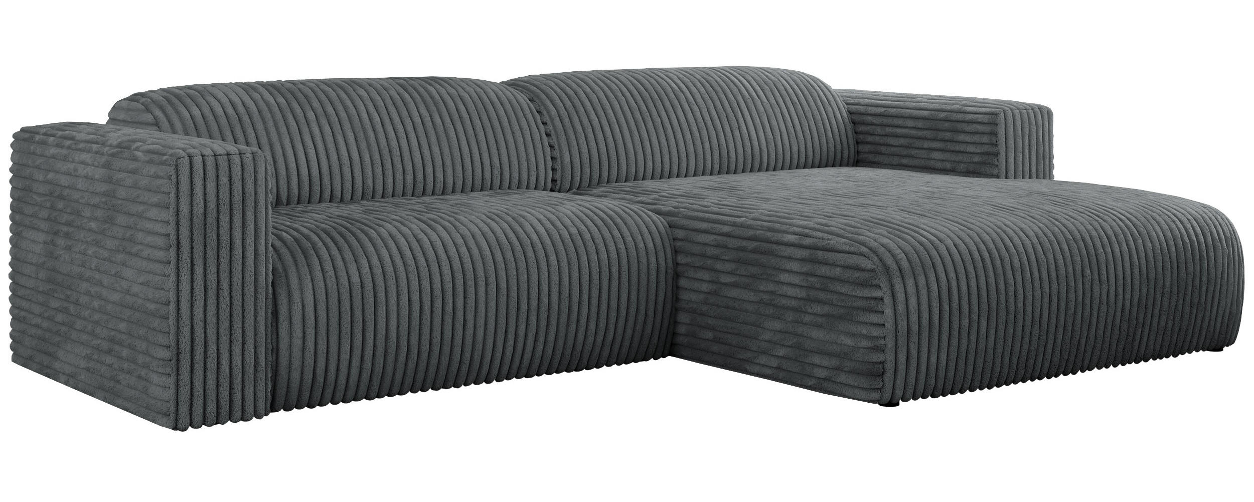 ECKSOFA PASADENA Dunkelgrau Cord - Rechts Seite - Dunkelgrau/Schwarz, Kunststoff/Textil (180/288cm) - MKS