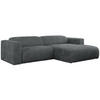 ECKSOFA PASADENA Dunkelgrau Cord - Rechts Seite - Dunkelgrau/Schwarz, Kunststoff/Textil (180/288cm) - MKS