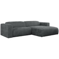 ECKSOFA PASADENA Dunkelgrau Cord - Rechts Seite - Dunkelgrau/Schwarz, Kunststoff/Textil (180/288cm) - MKS