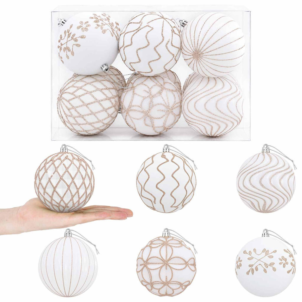 vidaXL Weihnachtskugelset Weiß 10x10x10 cm