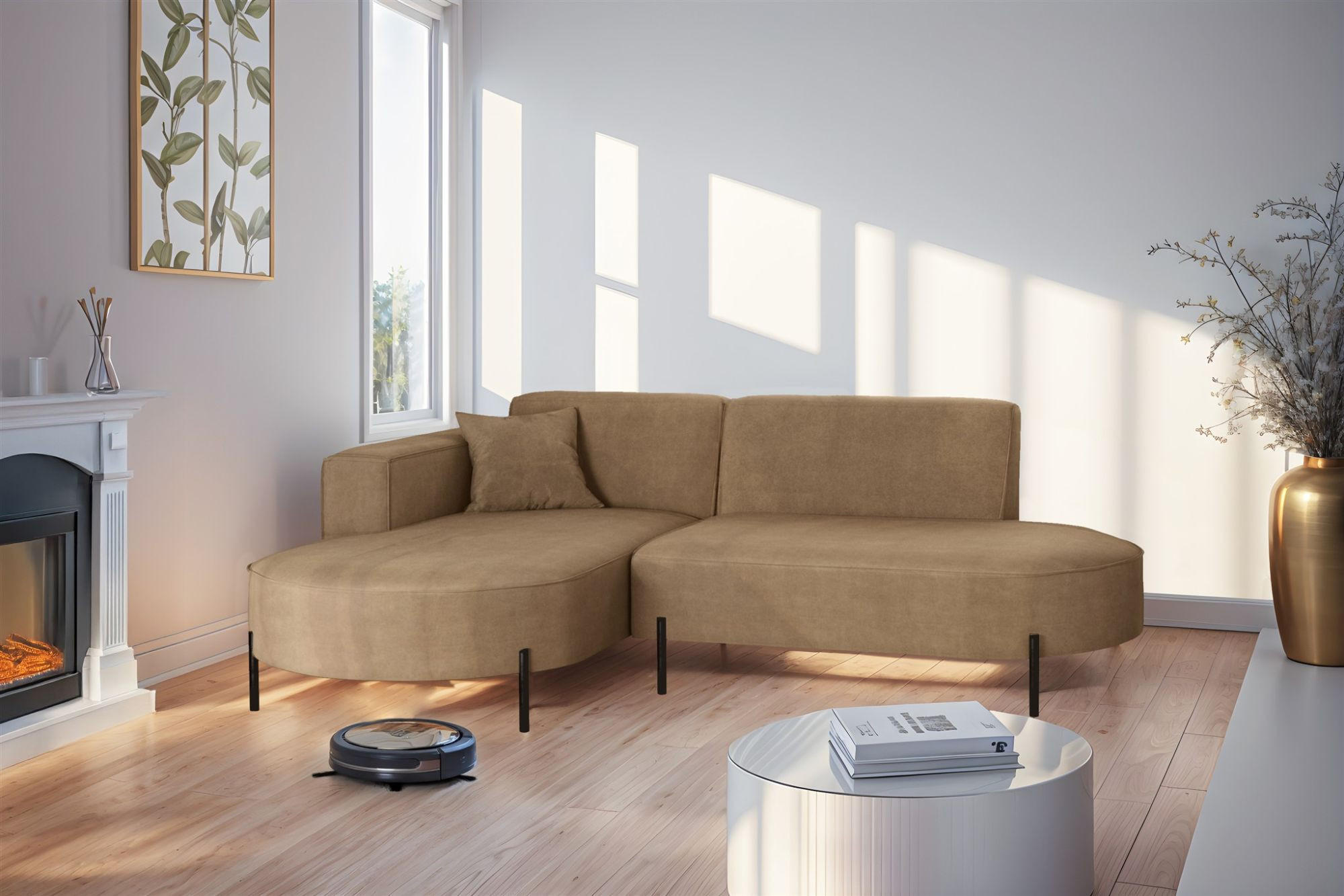 ECKSOFA Valencia Xs - Braun, Holzwerkstoff/Textil (236/165cm) - Fun Möbel