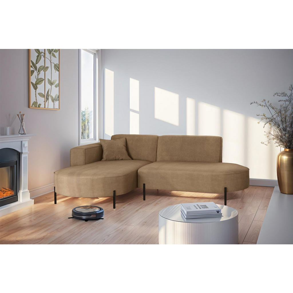 Thumbnail - Fun Möbel Ecksofa, Braun, Textil, Ottomane links, 236x165 cm, Wohnzimmer, Sofas & Couches, Wohnlandschaften, Ecksofas