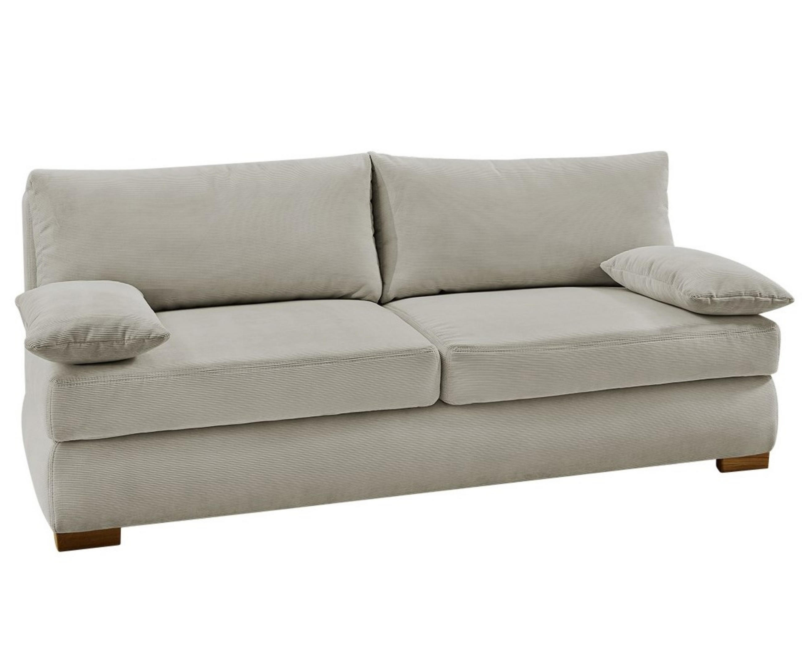 DAUER-SCHLAFSOFA Federkern Topper Bettkasten B201/T110/H88 cm, Liegefläche 160x200 cm, Feincord Beige / 15151 - Wildeiche/Beige, Holz/Textil (201/88/110cm) - luma-home
