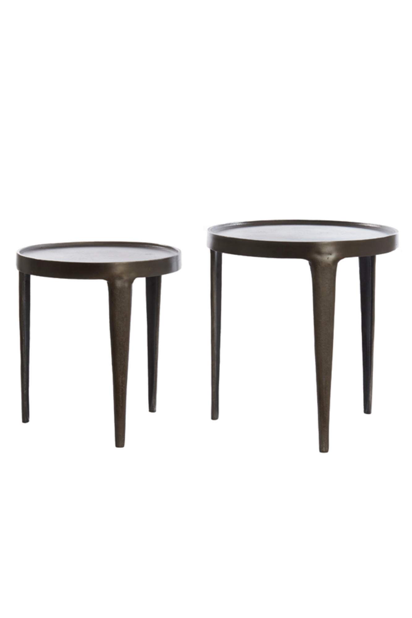 BEISTELLTISCH Tobias Braun Ø43/45,5 cm 2er-Set - Braun, Metall (43/43/45.5cm) - Light & Living