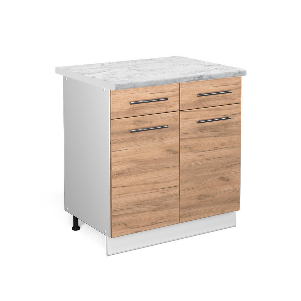 KÜCHENUNTERSCHRANK Fame-Line Goldkraft Eiche 80 cm, AP Marmor - Honigeiche/Eiche Wotan, Holzwerkstoff (80/82/60cm) - Vicco