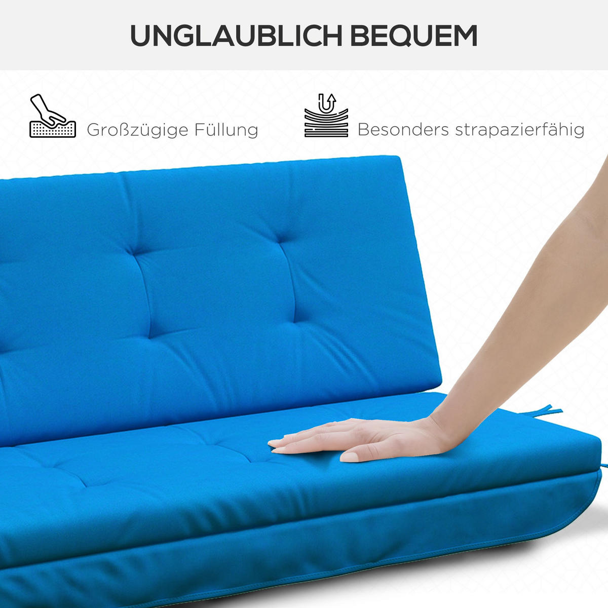 SITZKISSEN, Polyesterstoff, Blau - Blau, Kunststoff (100/8/170cm) - Outsunny