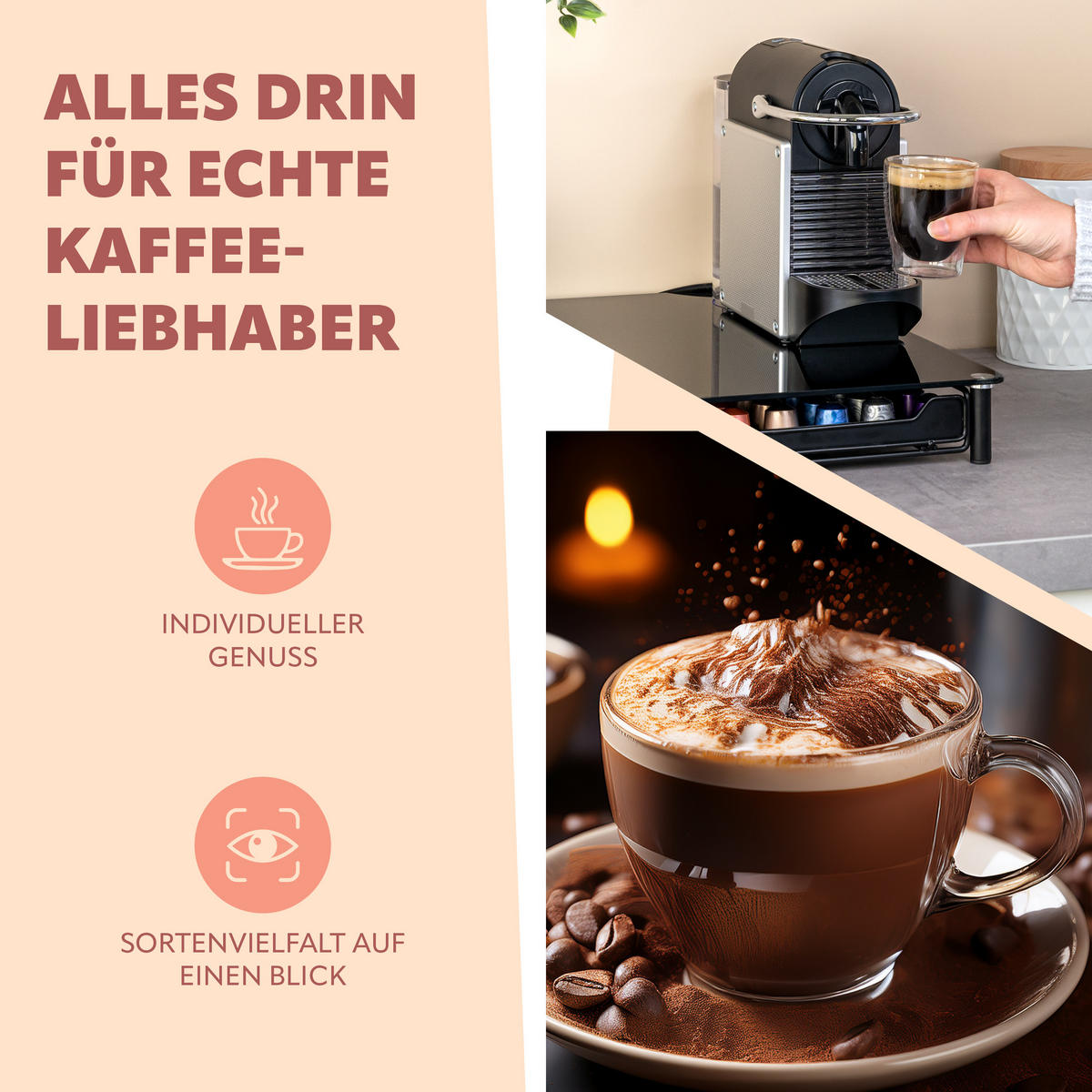 KAFFEEKAPSEL-BOX, für Nespresso, schwarz - Schwarz, Metall (31/7/40.5cm) - bremermann