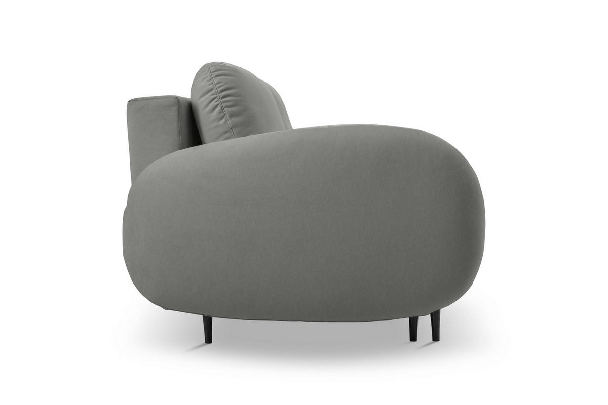 BETTSOFA AGIO Grau Plüsch-Stoff mit Schlaffunktion - Grau, Holz (232/95/109cm) - MASSENO
