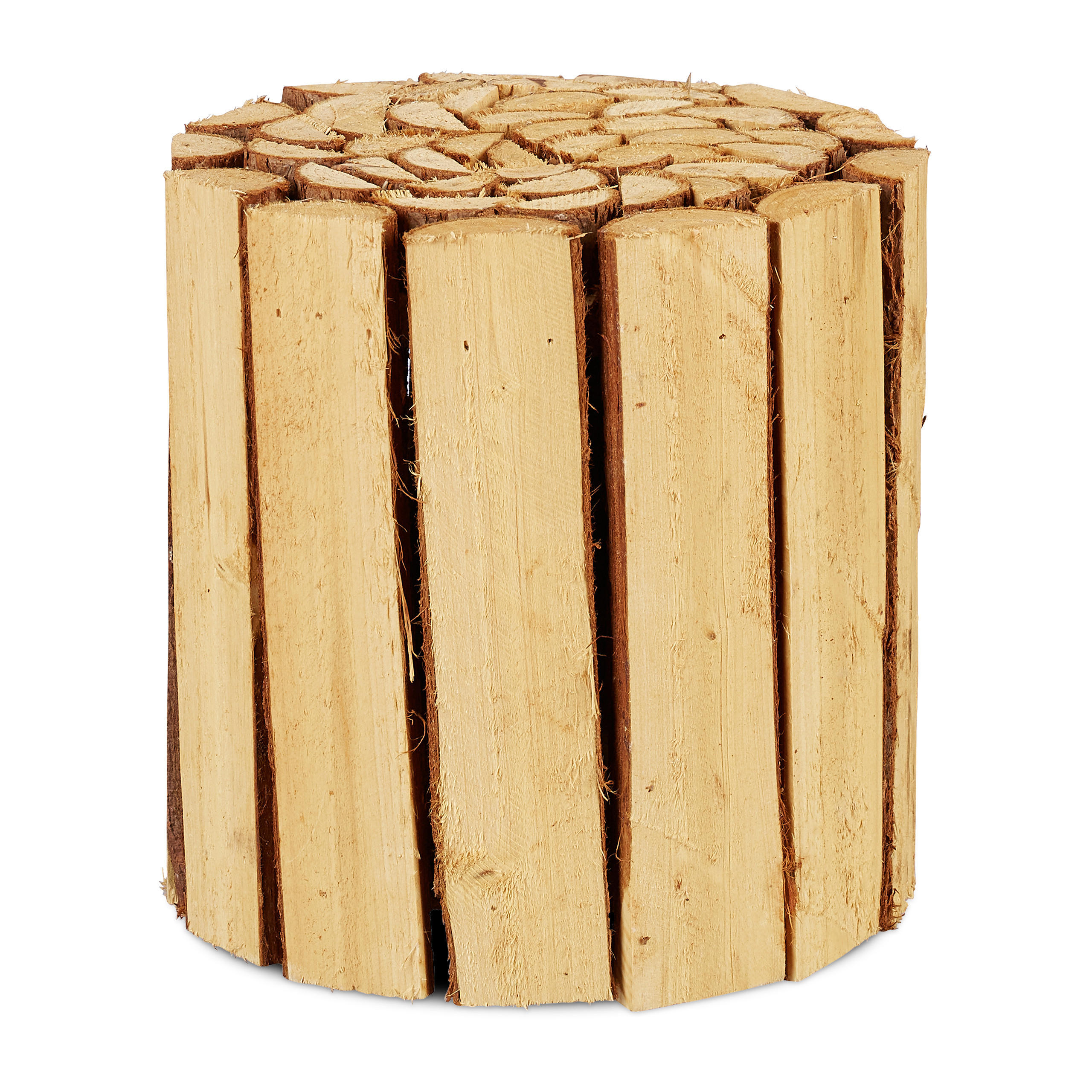 BLUMENHOCKER - Hellbraun, Holz (20/20.5/20cm) - Relaxdays