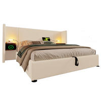 POLSTERBETT aus Cordstoff 160x200 cm Beige-Weiß mit Bettkasten, Leselampe und USB-/Type-C-Anschlüssen - Beige, Textil (160/200cm) - IVMEU
