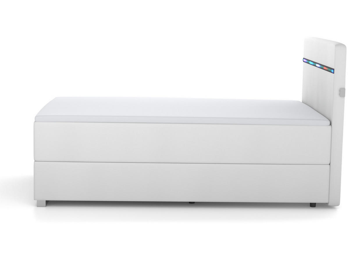 BOXBETT Monza weiß 120/200 cm LED Kunstleder - Weiß, Textil (120/200cm) - wonello