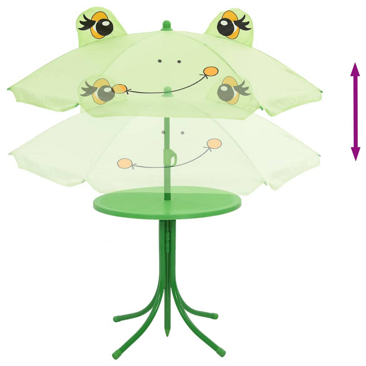 GARTEN-BISTRO-SET für Kinder 3-teilig Mit Sonnenschirm Grün - Grün, Metall - vidaXL