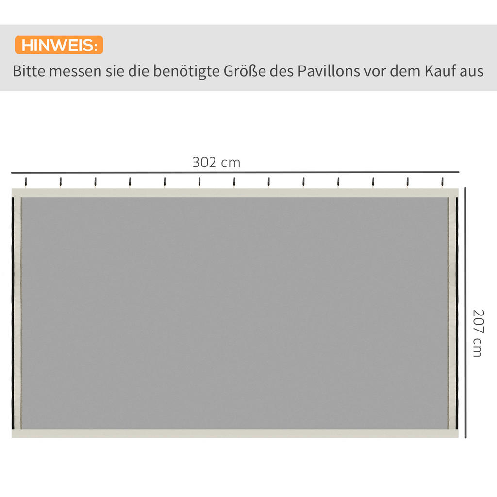 Thumbnail - Outsunny Moskitonetz,, Schwarz, Kunststoff, 1x207x302 cm, Sonnen- & Sichtschutz, Pavillons & Pergolas