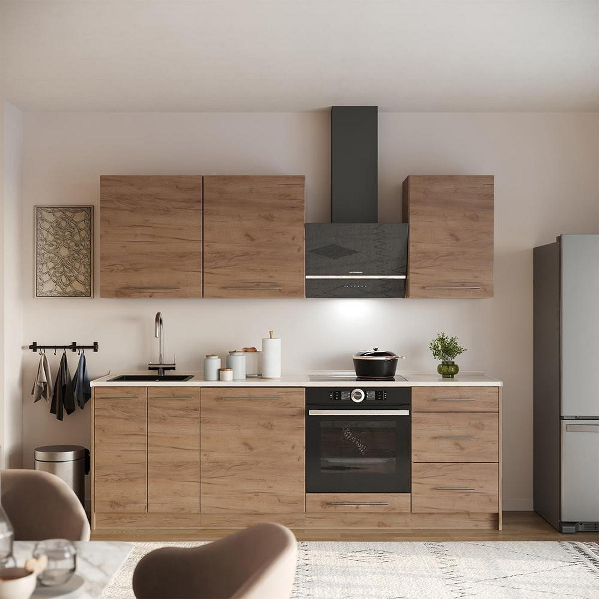 KÜCHENUNTERSCHRANK Fame-Line, Goldkraft Eiche/Goldkraft Eiche, 60 cm 1 Tür mit Arbeitsplatte - Honigeiche, Holzwerkstoff (60/82/60cm) - Vicco