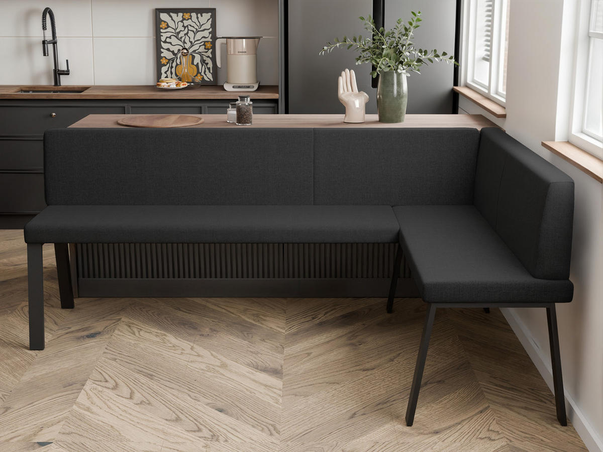 ECKBANK rechts MONO Y Webstoff glatt, 128/168 cm Anthrazit - Anthrazit, Textil/Metall (128/168cm) - Idohome