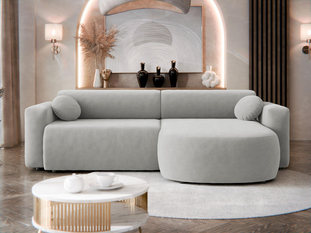 ECKSOFA Nicelo - Hellgrau/Schwarz, Holz/Kunststoff (252/150cm) - MIRJAN24