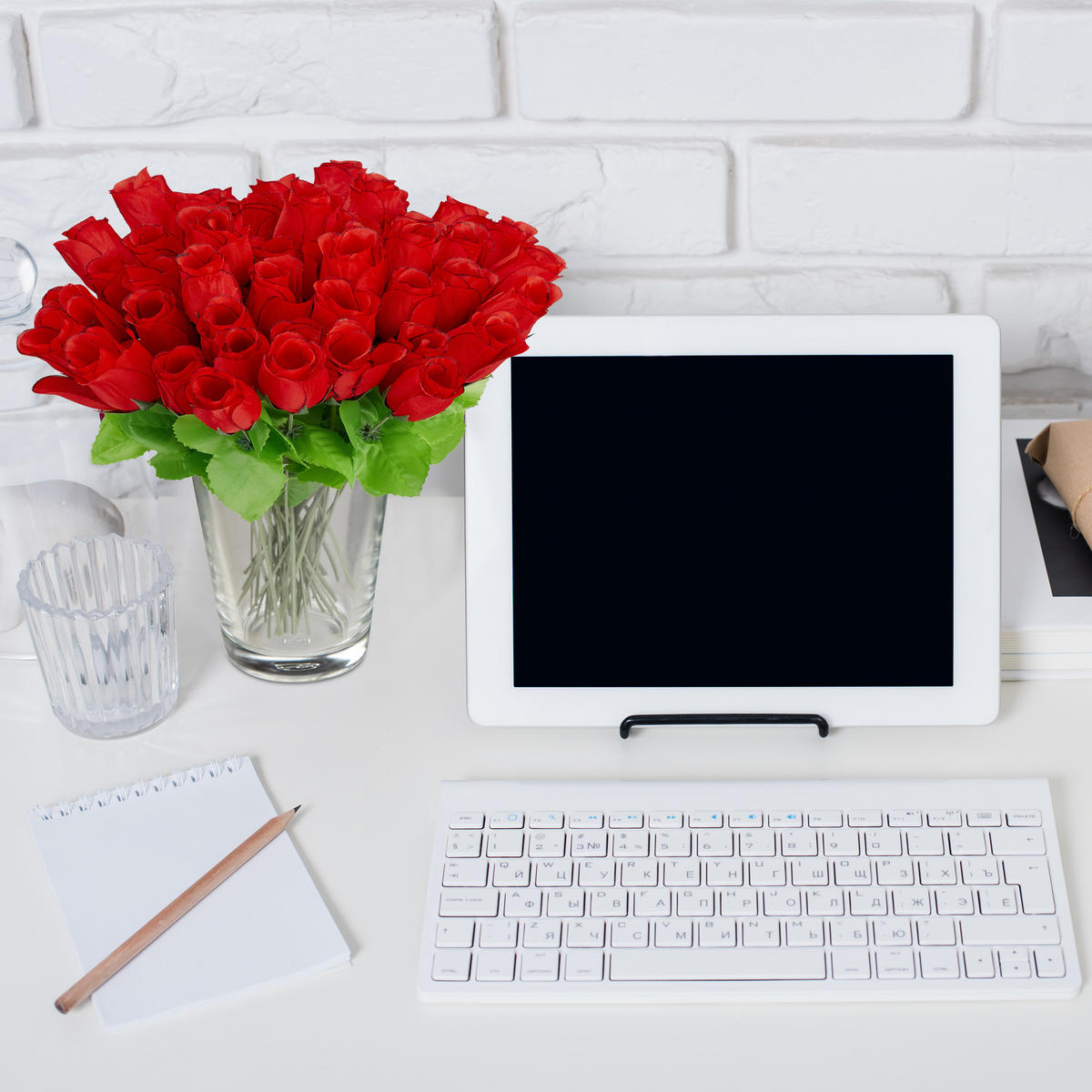 48XKUNSTROSEN - Multicolor, Textil (26cm) - Relaxdays