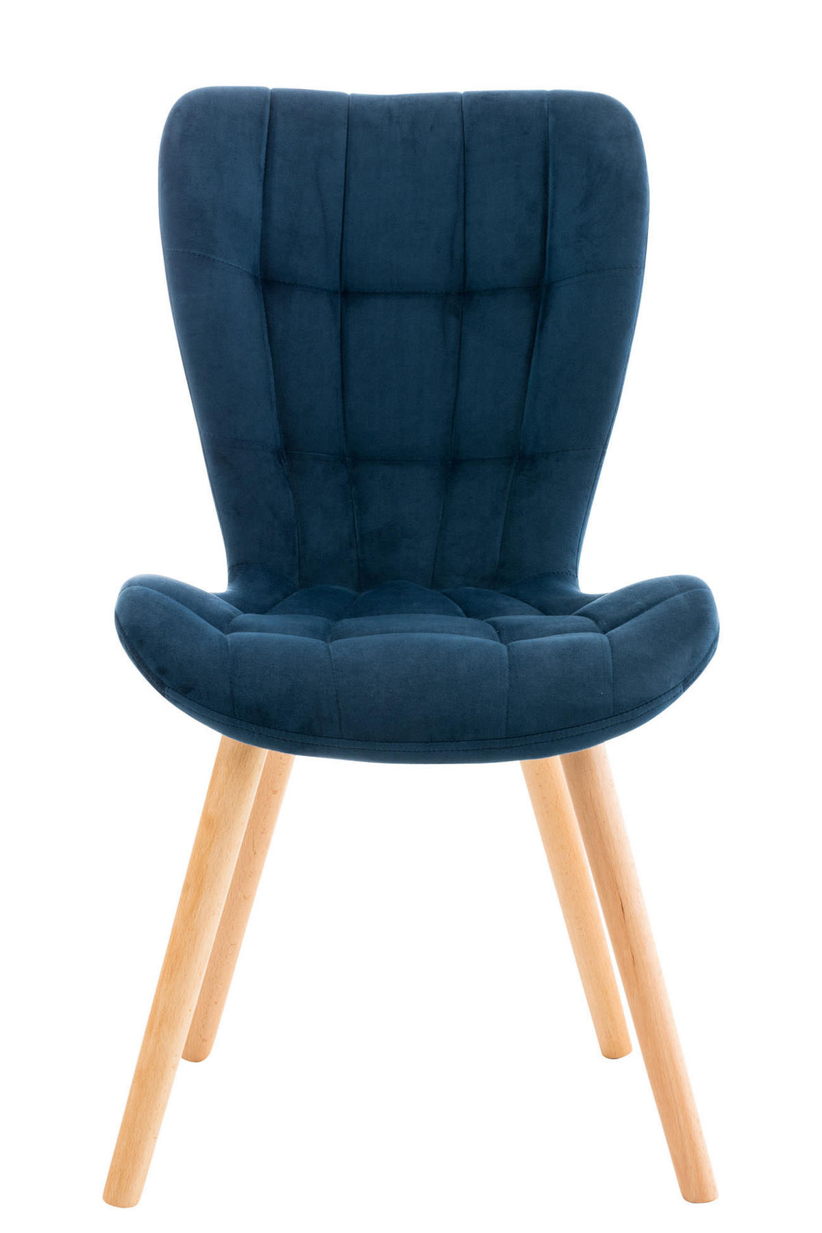 STUHL Samt blau - Blau/Eukalyptusholzfarben, Holz/Textil (50/88/63cm) - CLP