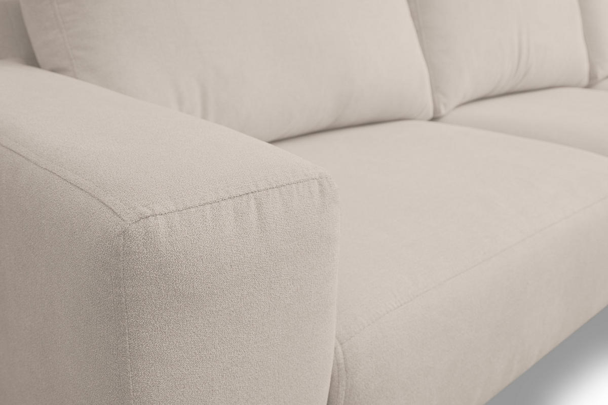 ECKSOFA Aspen in L-Form, Coach Farbe: Beige, Velourstoff, Ottomane Rechts - Beige, Textil (312/187cm) - VENASI MÖBEL