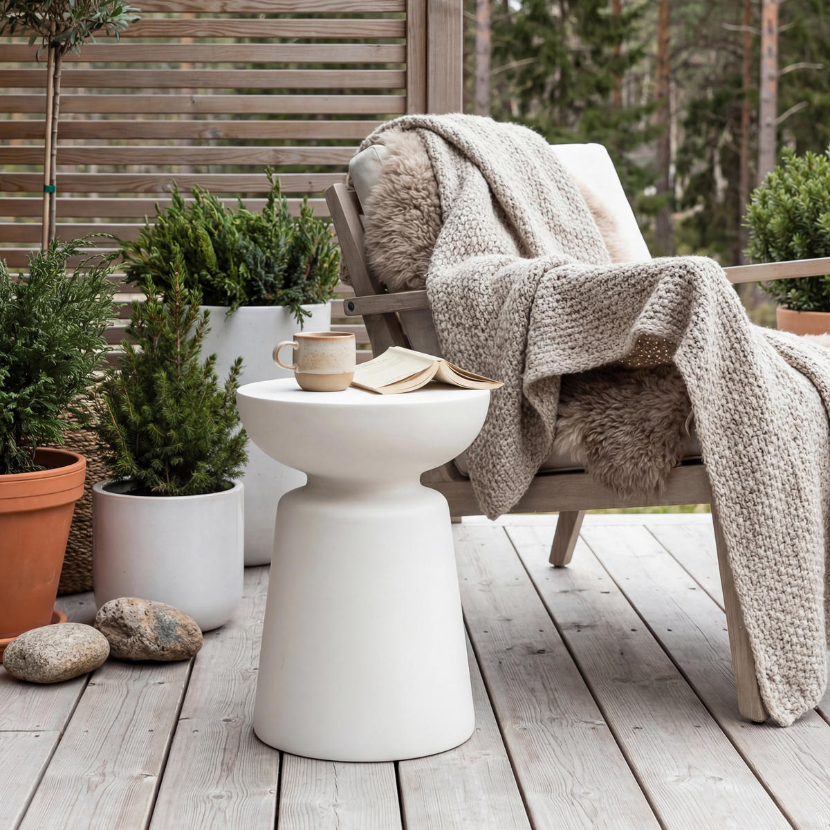 BEISTELLTISCH KYLIX Klein aus Beton 35 x 35 x 46 cm - Creme, Naturmaterialien (35/35/47cm) - Elementi