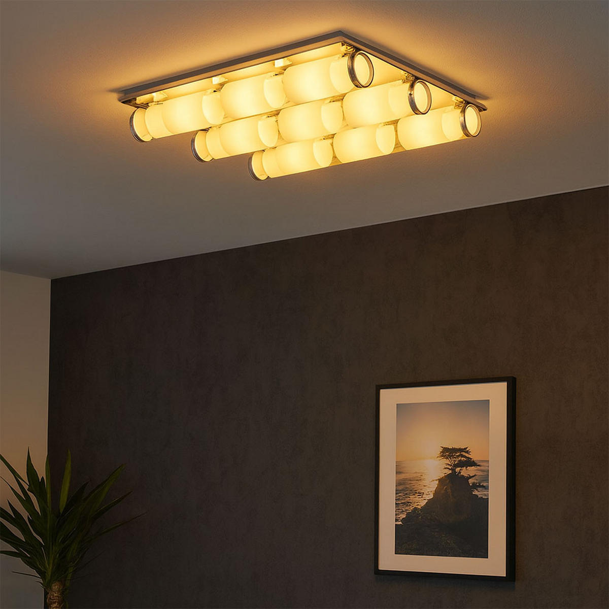 LED DECKENLEUCHTE TUBE Silber Aluminium - Silberfarben, Glas (40/40/8cm) - Esto