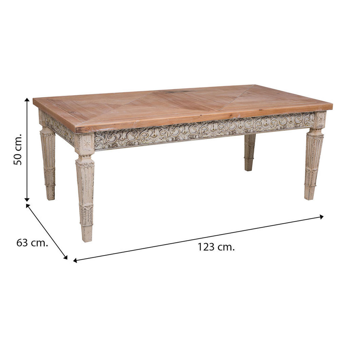 COUCHTISCH aus Holz 123x63x50 cm weißem - Multicolor, Holzwerkstoff (63/123/50cm) - Wanderlust
