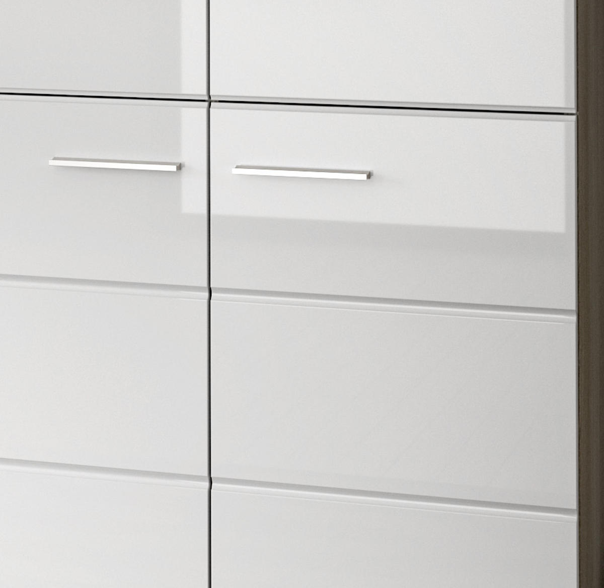 GARDEROBENSCHRANK weiß Hochglanz, grau 60 cm, Flurschrank mit Spiegeltür - Weiß Hochglanz/Silberfarben, Glas/Holzwerkstoff (60/192/37cm) - Inn.Furn