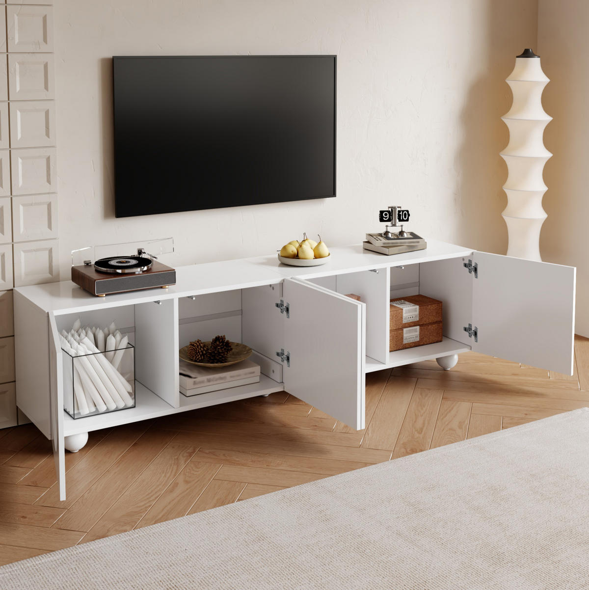 TV-SCHRANK mit Stauraum 180,5 x 38 x 50 cm Weiß - Weiß, Holzwerkstoff (38/50/180.5cm) - Beauniv