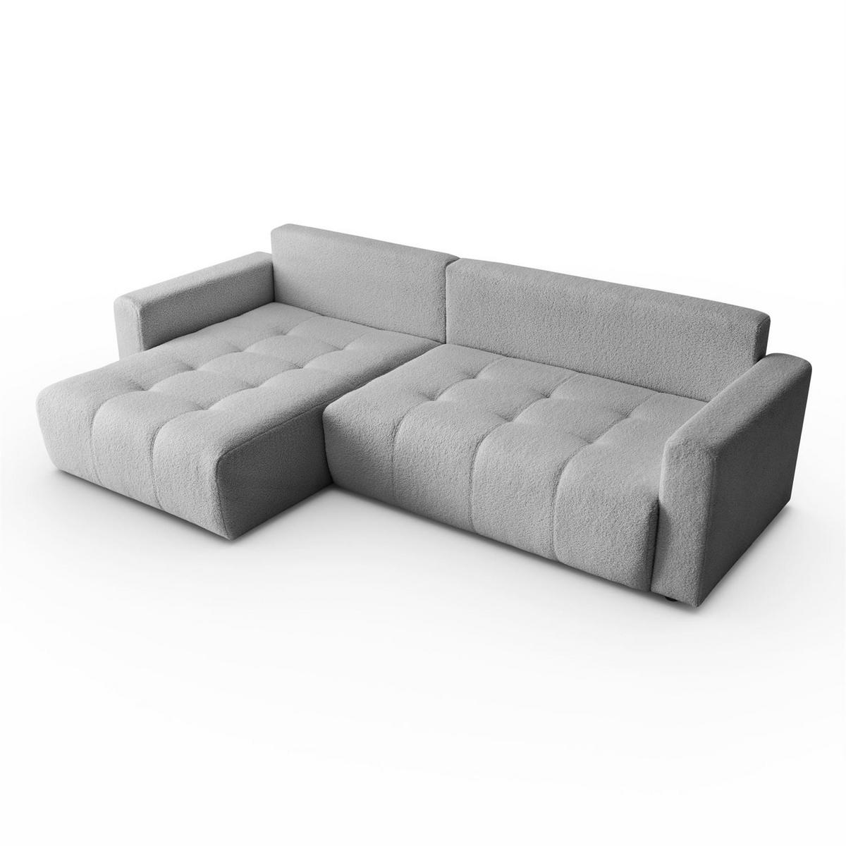 ECKSOFA ASTON mit Schlaffunktion und Bettkasten - Grau, Textil (261/143cm) - Lookway
