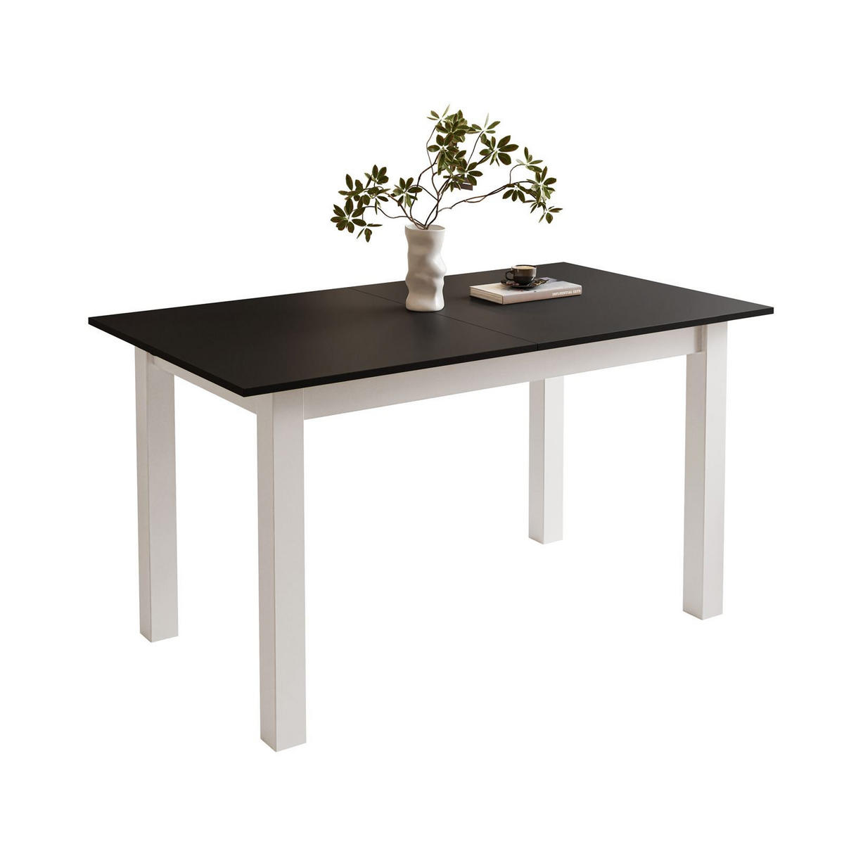 ESSTISCH ARTON 140-195 cm für 6-8 Personen - Schwarz/Weiß, Holzwerkstoff/Metall (140/80/77cm) - Lookway