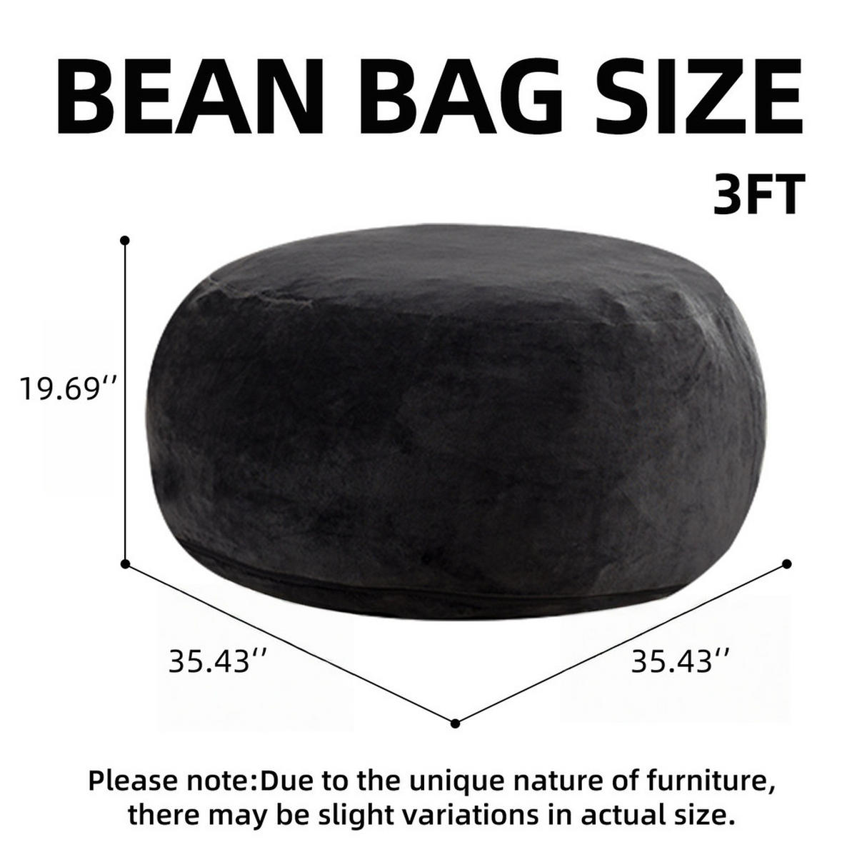 SITZSACK 90x90cm Schwamm Bequemer - Schwarz, Textil (90/21/90cm) - Raelunyi