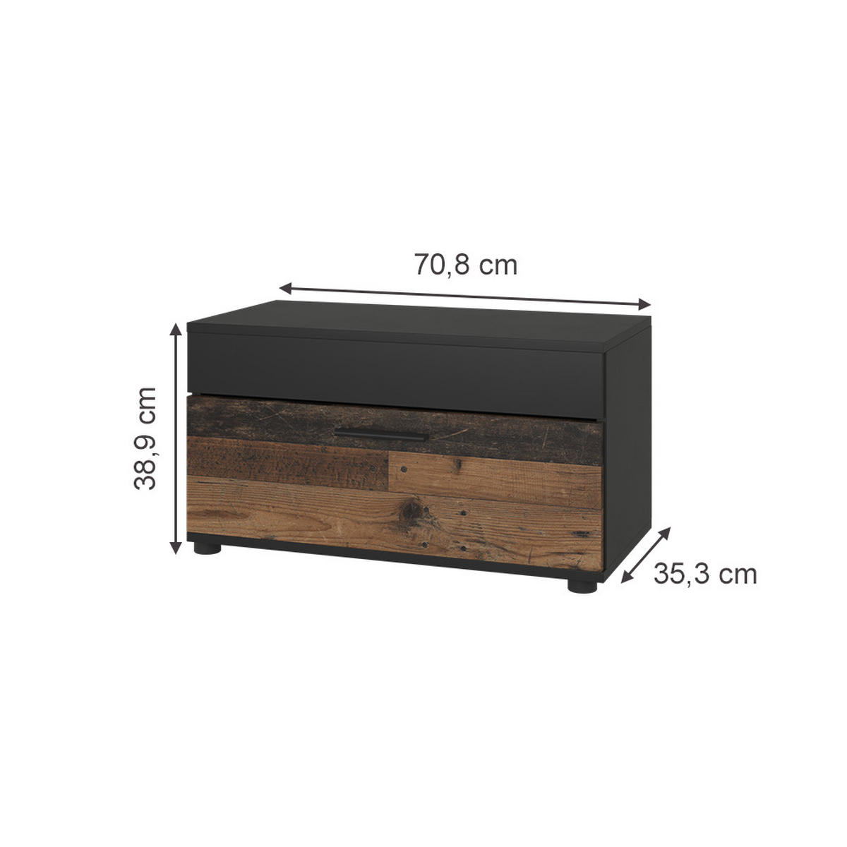 POLICE NA KNIHY Berno Černá/starý styl - černá/hnědá, kompozitní dřevo (70.8/38.9/35.3cm) - Vicco