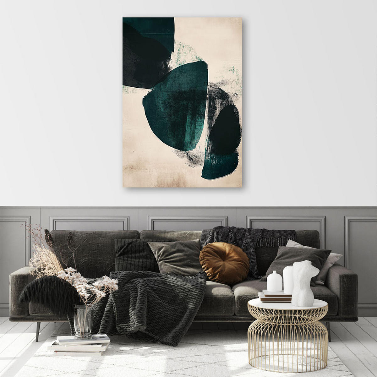 LEINWANDBILD Abstrakte Formen 40x60cm - Beige, Textil (40/60cm) - Feeby