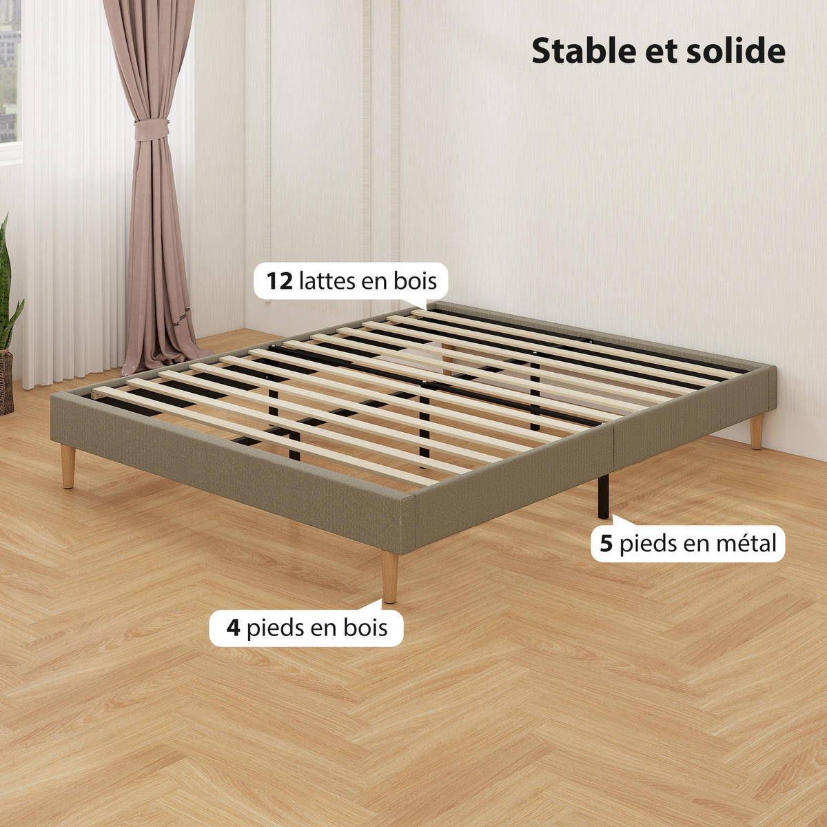 BETT 160x200 cm DE-14652 mit gepolstertem Rippenvelours Grau - Grau, Textil (160/200cm) - ComfortXL