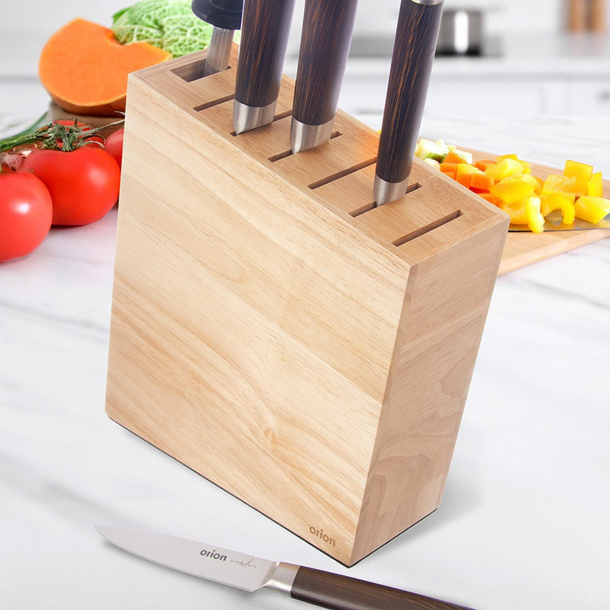 MESSERBLOCK Gummibaum mit Fächern Natur - Naturfarben, Holz (7/23/20cm) - Orion 