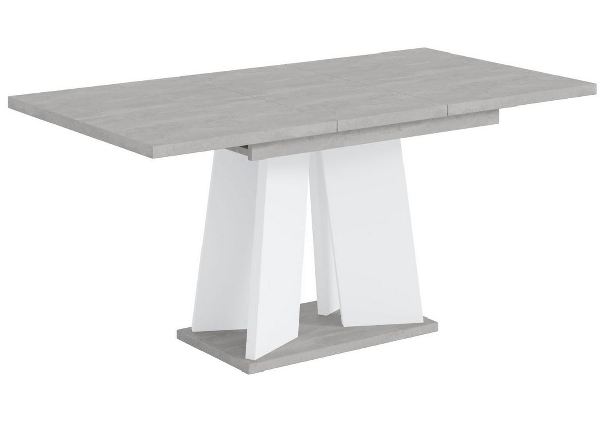 ESSTISCH ausziehbar 120 -160x90x75 cm - Betonoptik K350/Weiß - UFOM - Weiß, Holzwerkstoff (120/90/75cm) - ALTDECOR