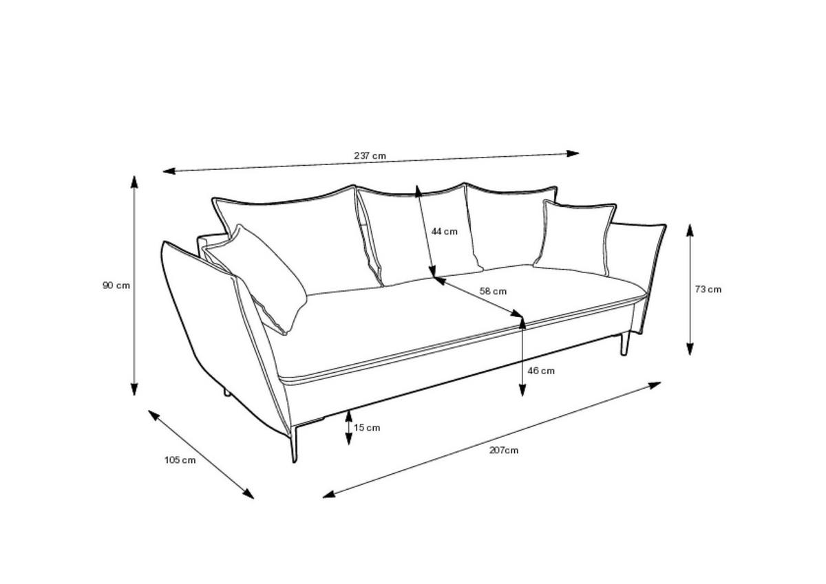 SOFA GLOSS Beige 237x105x90 cm - Beige, Textil (237/90/105cm) - FURNLUX