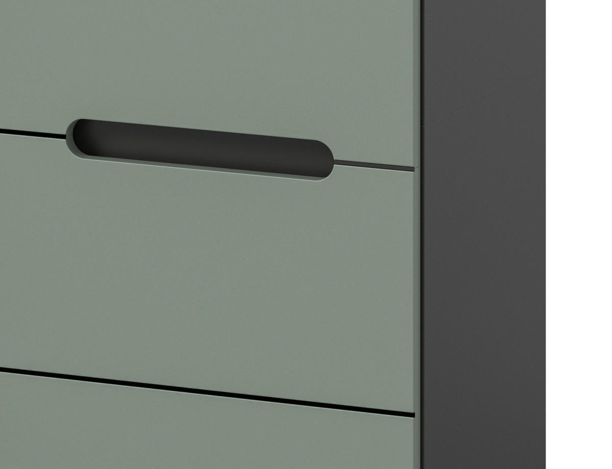 VITRINE Salbei Grün, Basalt Grau hängend / stehend 36 cm mit Soft-Close - Salbeigrün/Schwarz, Glas/Holzwerkstoff (36/125/33cm) - Inn.Furn