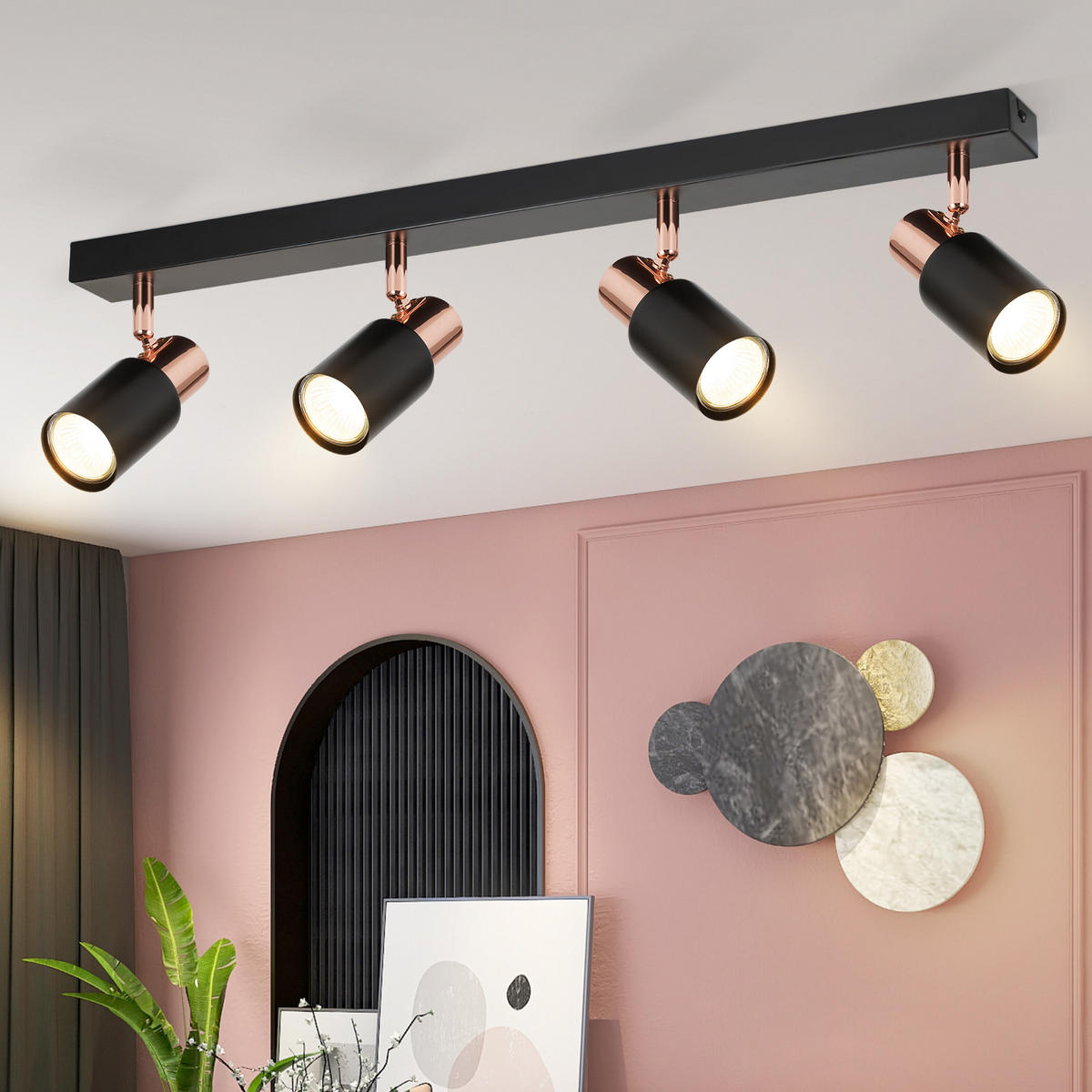 STRAHLER Altenburg 4-flammig 62/14/12 cm - Schwarz, Metall (62/14/12cm) - Nettlife