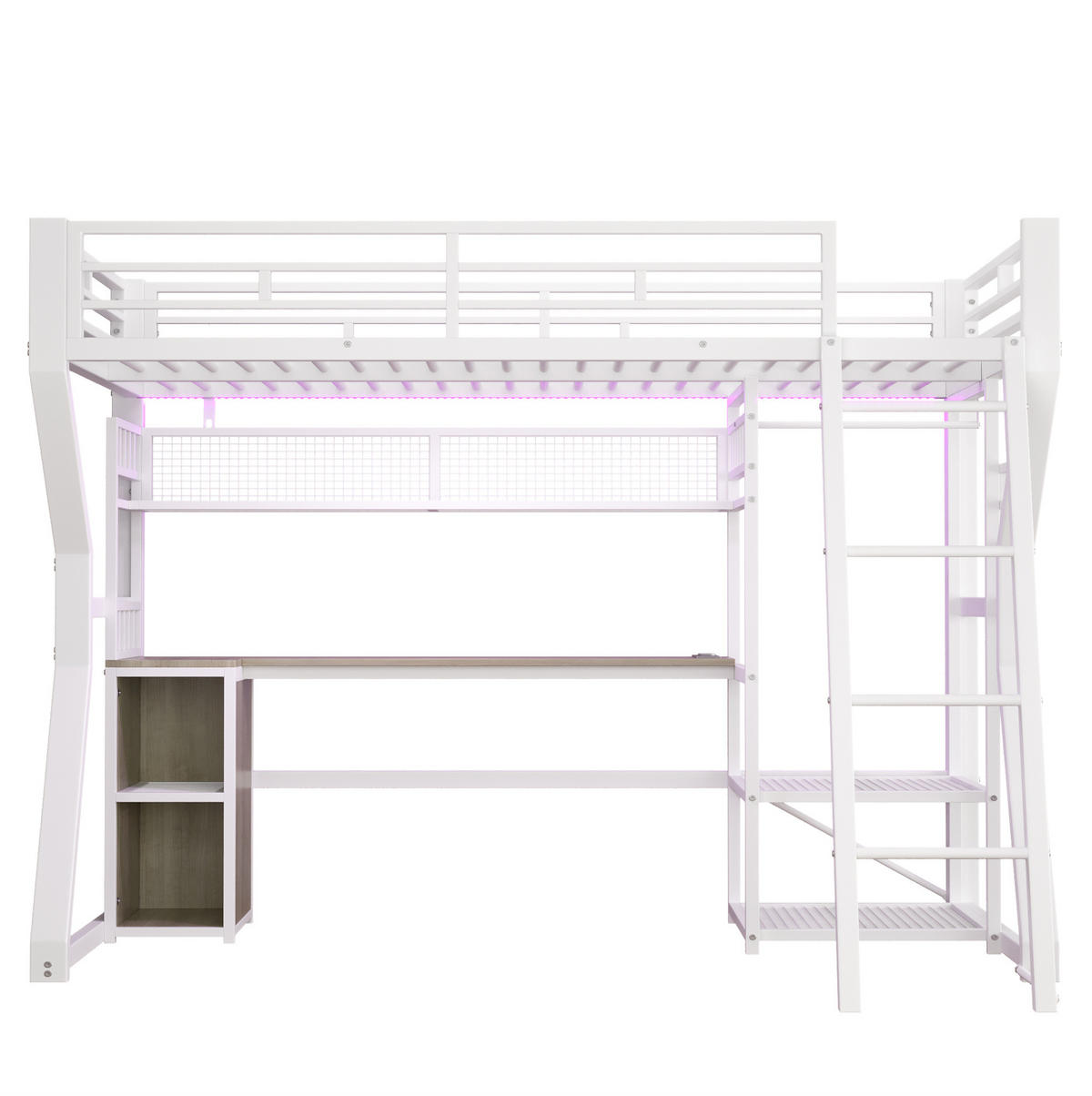HOCHBETT 90/200 cm Weiß mit Lichtleiste und Steckdose - Weiß, Metall (90/200cm) - MIVRAY