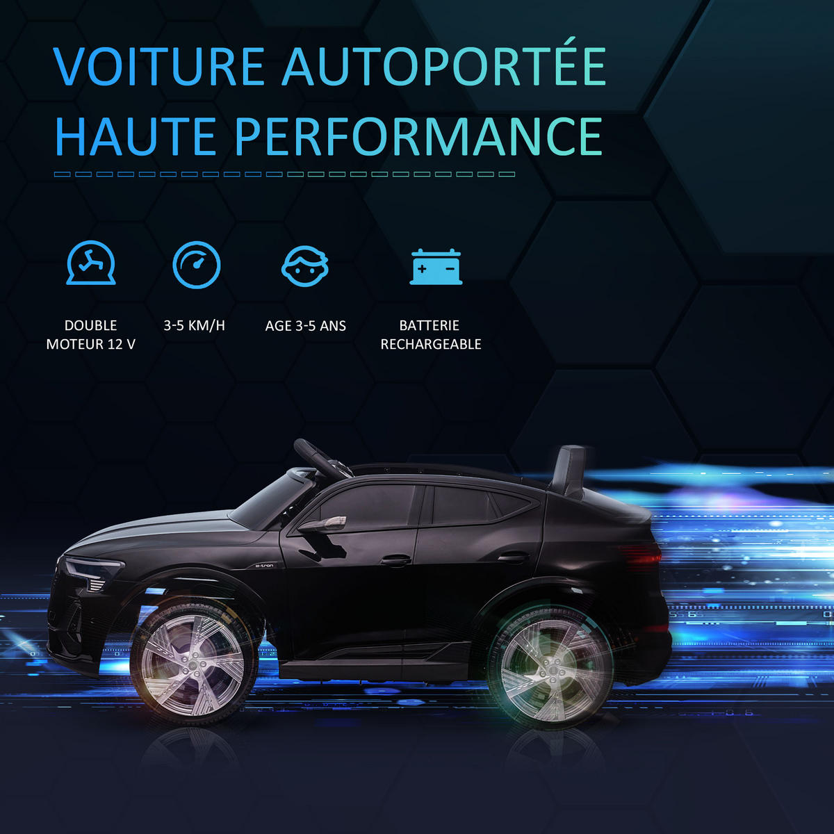 ELEKTRO-KINDERAUTO DE-13006 2,4G Fernbedienung Schwarz - Schwarz, Kunststoff (108/60/47cm) - ComfortXL