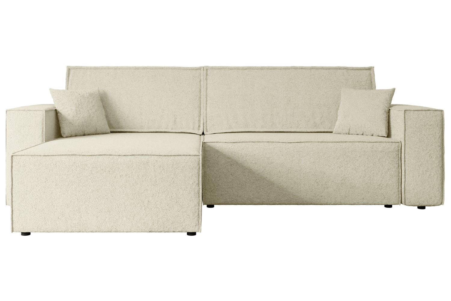 ECKSOFA mit Schlaffunktion und Bettkasten CELTIC-XL - 277x143x83 cm Beige Bouclé - Beige/Schwarz, Holzwerkstoff/Kunststoff (277/143cm) - ALTDECOR